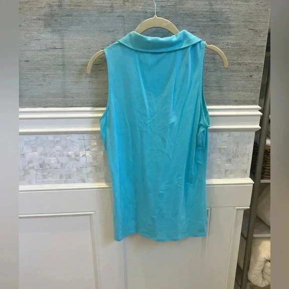 Lilly Pulitzer sleeveless drew collar ruffle top shorley blue medium tank - Picture 9 of 11